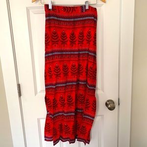 printed pink maxi skirt